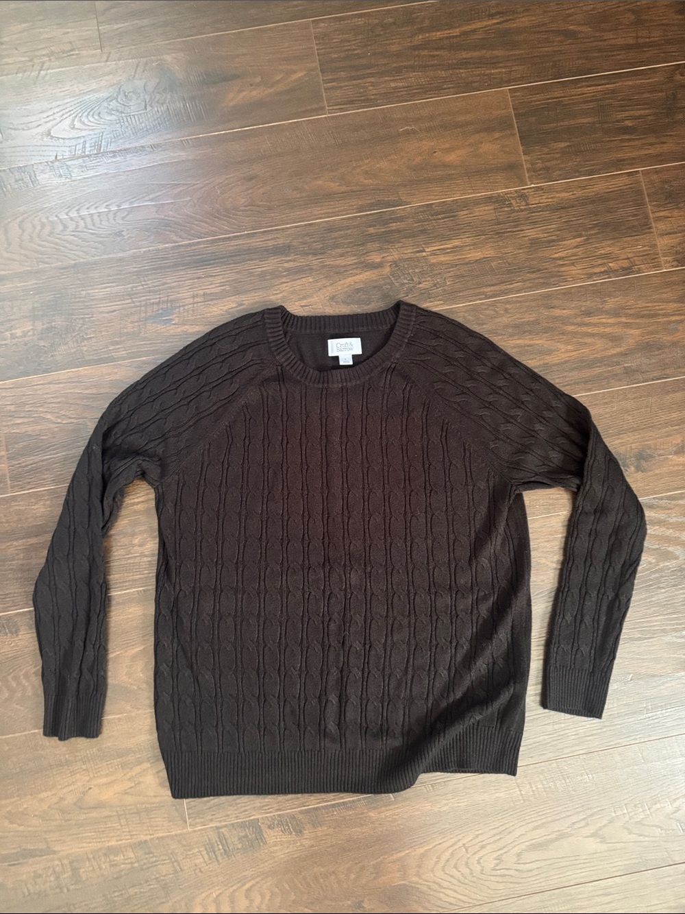 croft & barrow black Cable Knit Crewneck Sweater